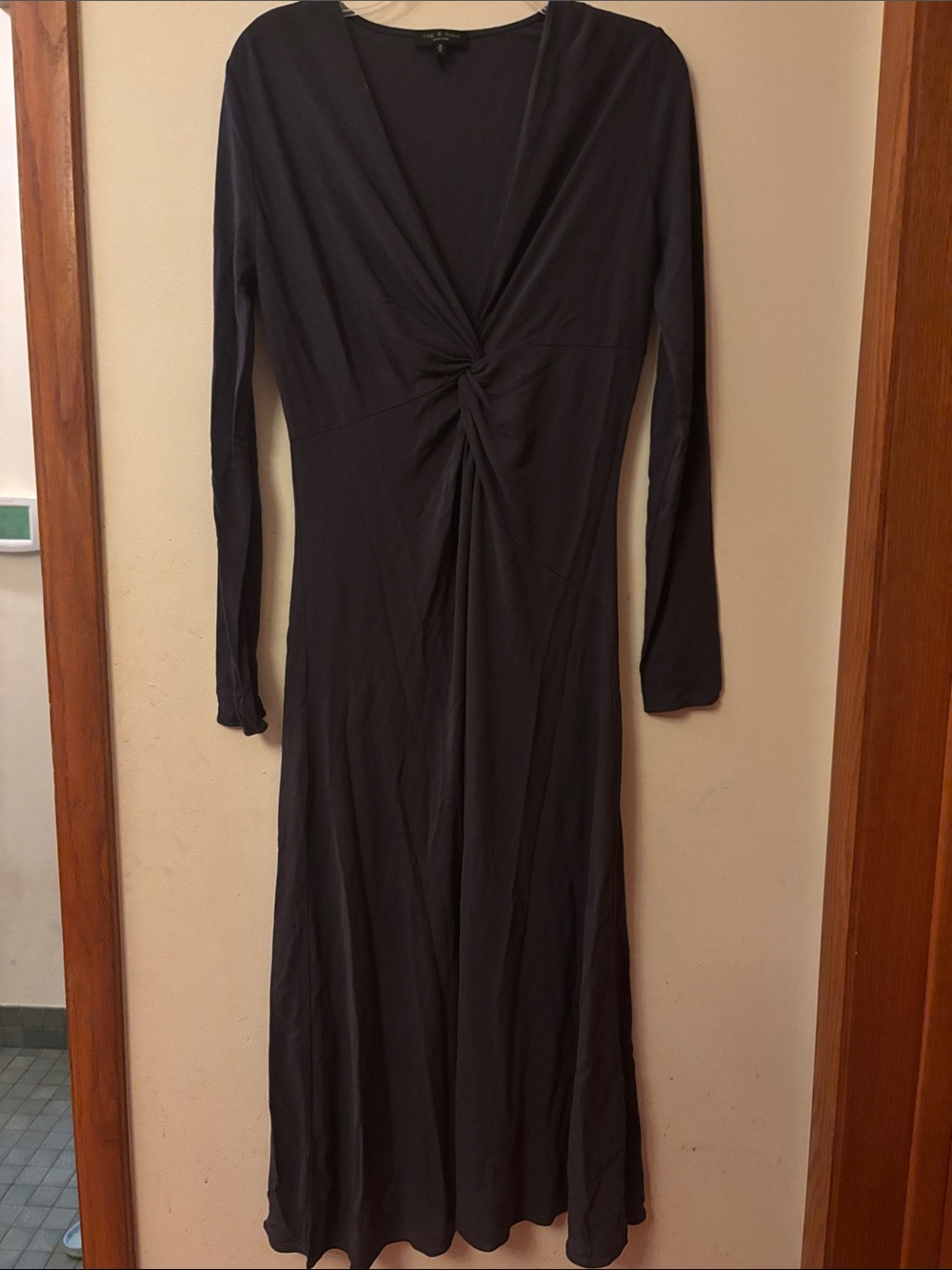 rag & bone dark grey Twist-Front Long Sleeve Maxi Dress